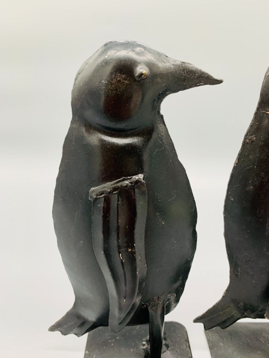Set Vintage Metalen Pinguïns Zwart Handgemaakt image 2