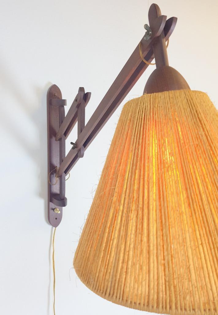 Vintage Fog & Mørup Teak Wandlamp Schaarlamp Rope 60 Denmark image 8