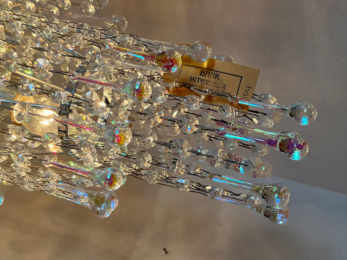 Xxl Vintage Opaline Teardrop Kroonluchter Pegels Kristal Hanglamp image 4
