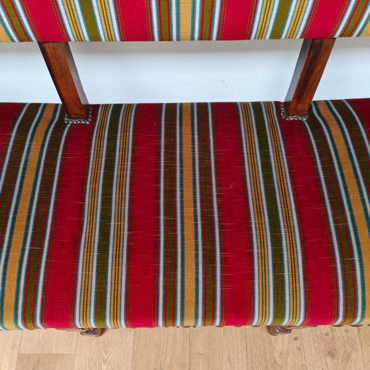Antieke Vintage Franse Eikenhouten Bank, Halbank Eetkamerbank image 11