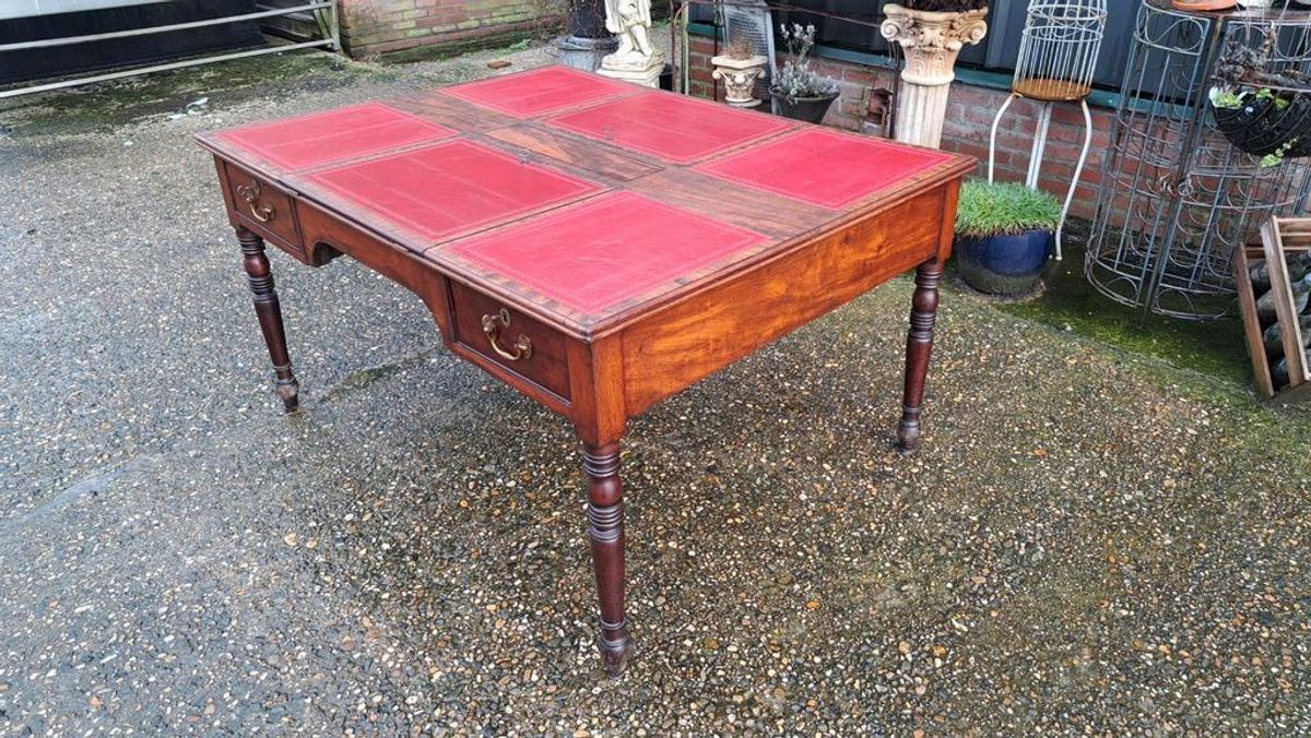 Antiek Dubbelzijdig Schrijftafel, Partner Bureau, Bureau image 3