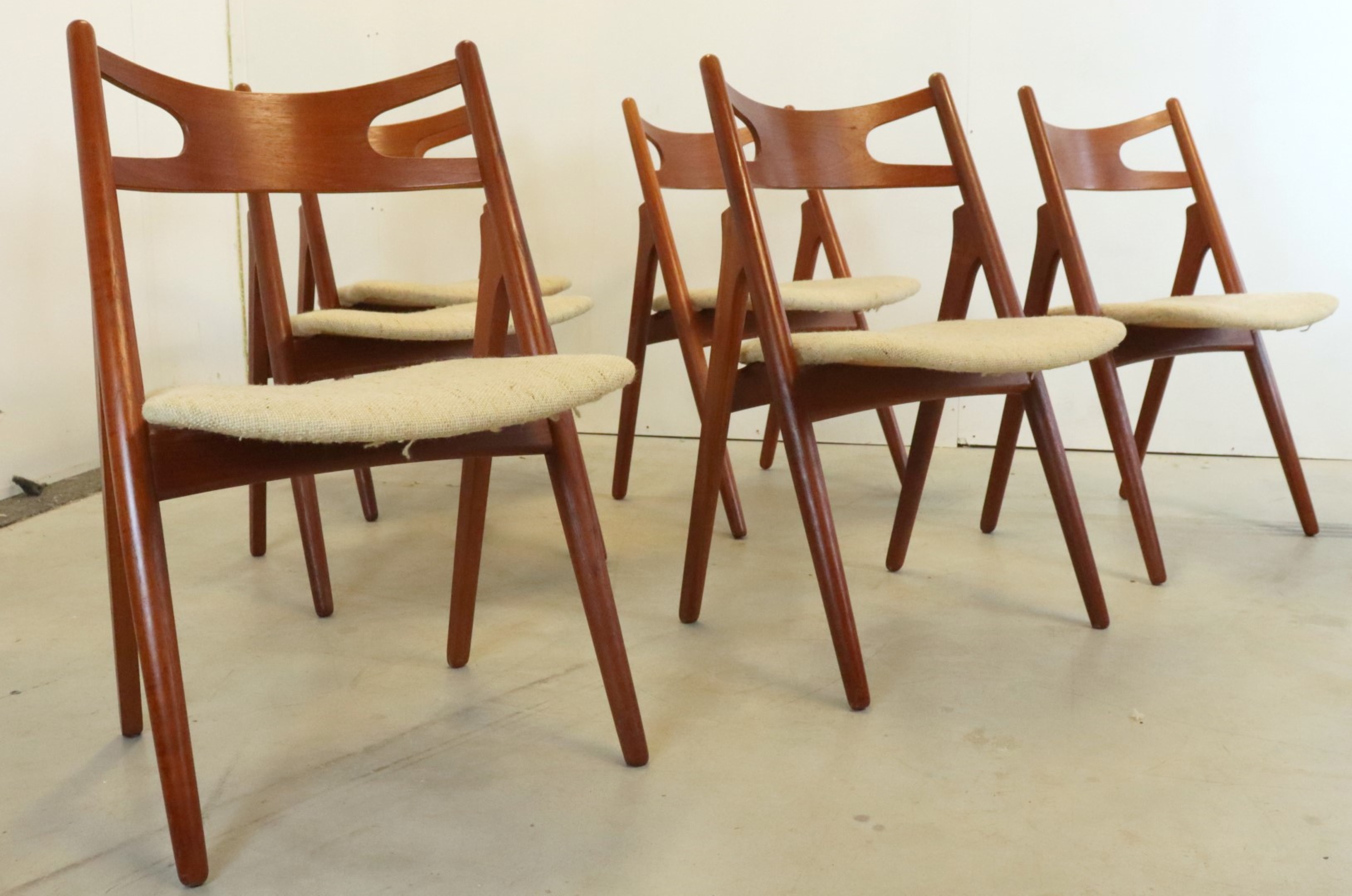 Set 6 Hans Wegner Carl Hansen Ch29 Stoelen Vintage Deens Sawbuck image 4