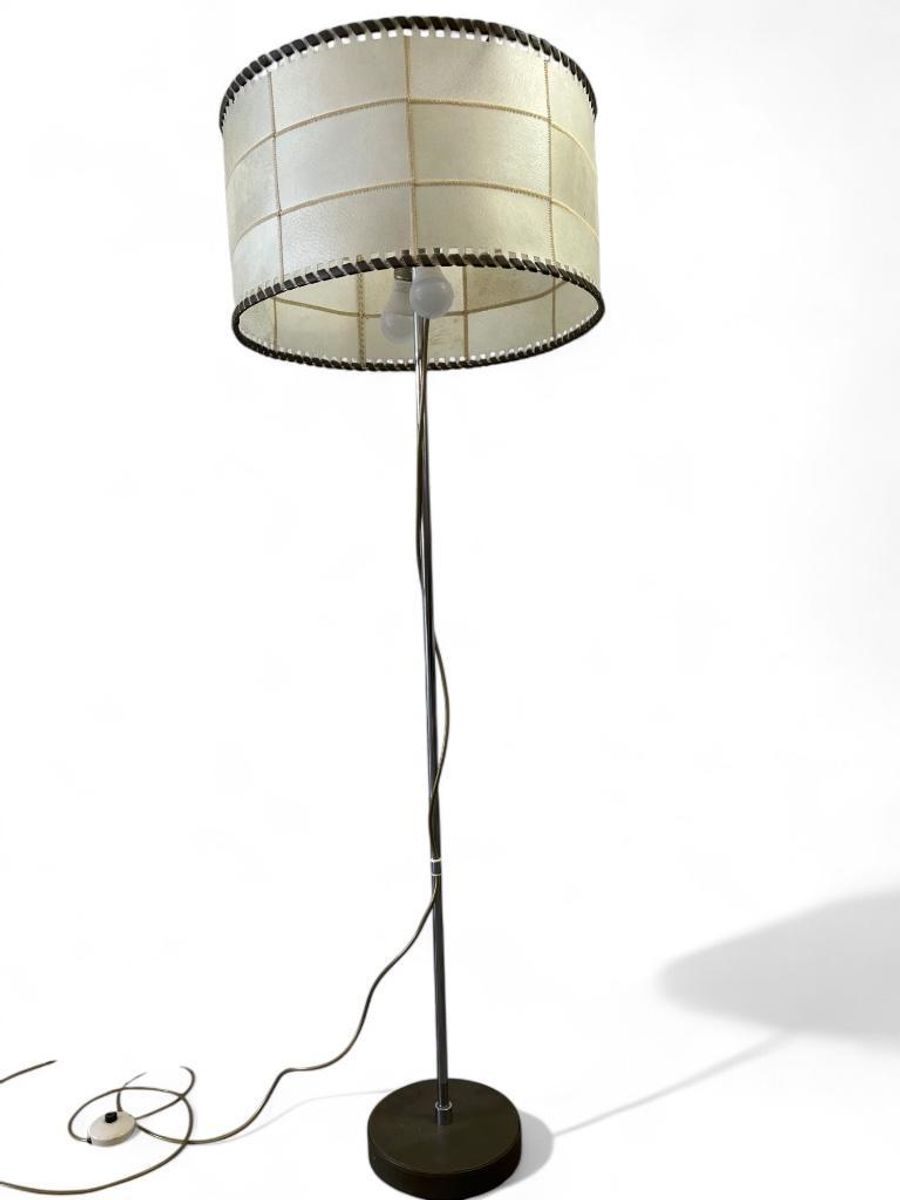 Vintage Staanlamp Met Kap Perkament & Leder Jaren 60 image 8