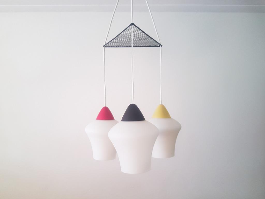 Vintage Jaren '50 Hanglamp In Opaline Glas image 3