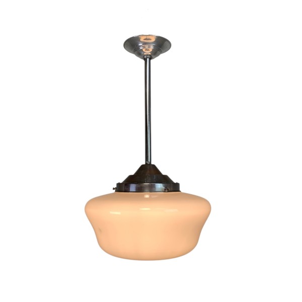 Art Deco Hanglamp Met Witte Kap, Jaren 30 image 10