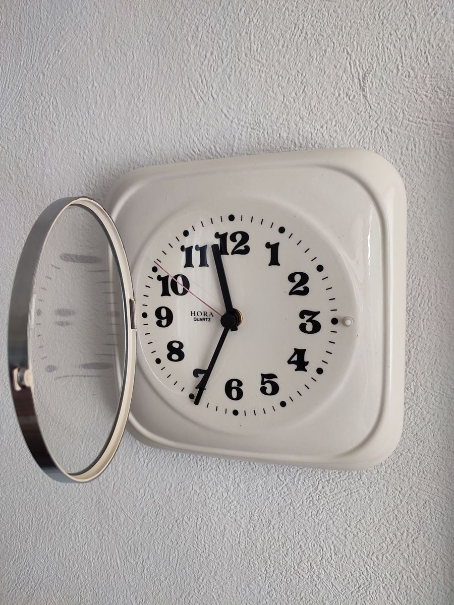 Vintage Keramiek Creme Wandklok Klok Keukenklok Hora image 3