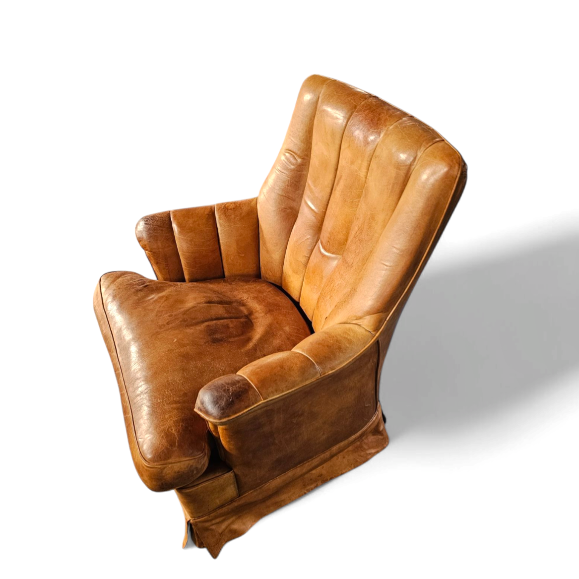 Sheep Leather Club Chair 1970s With Magazine Holder image 15