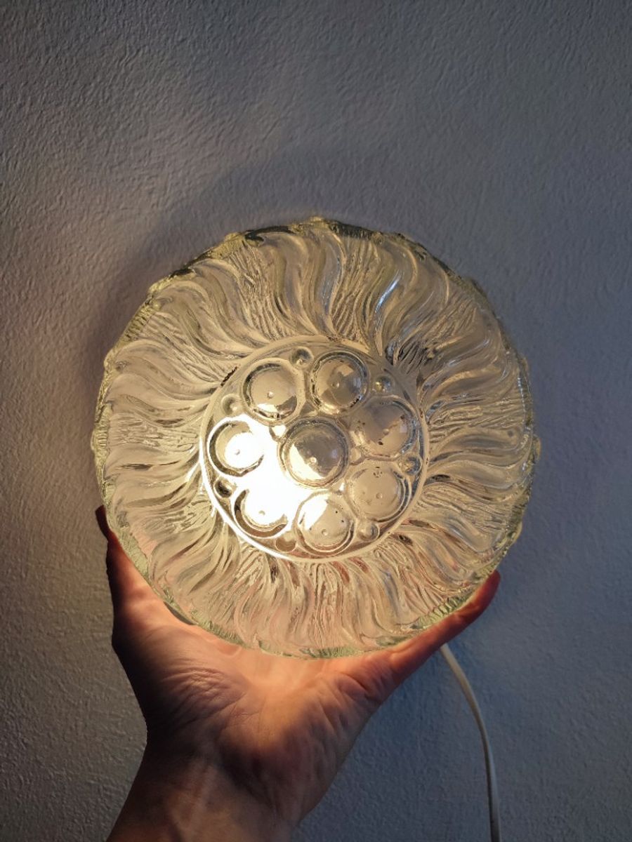 Vintage Plafondlamp Plafonnière Wandlamp Glas Organisch image 3