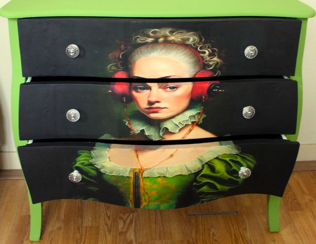 Groene Ladekast “vrouw Met Koptelefoon” - Eclectisch image 6