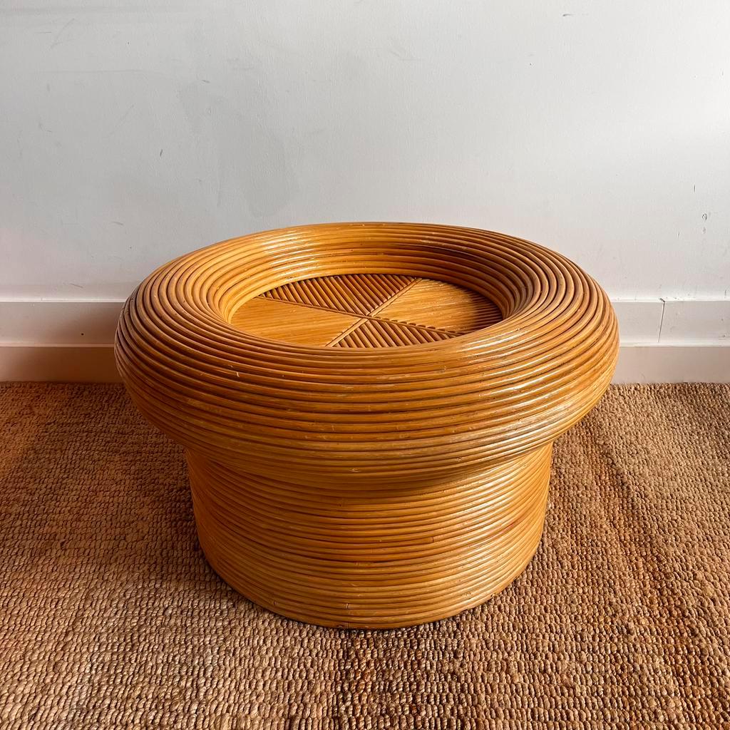 ‘pencil Reed’ Rotan Bamboe Salontafel Vintage image 2