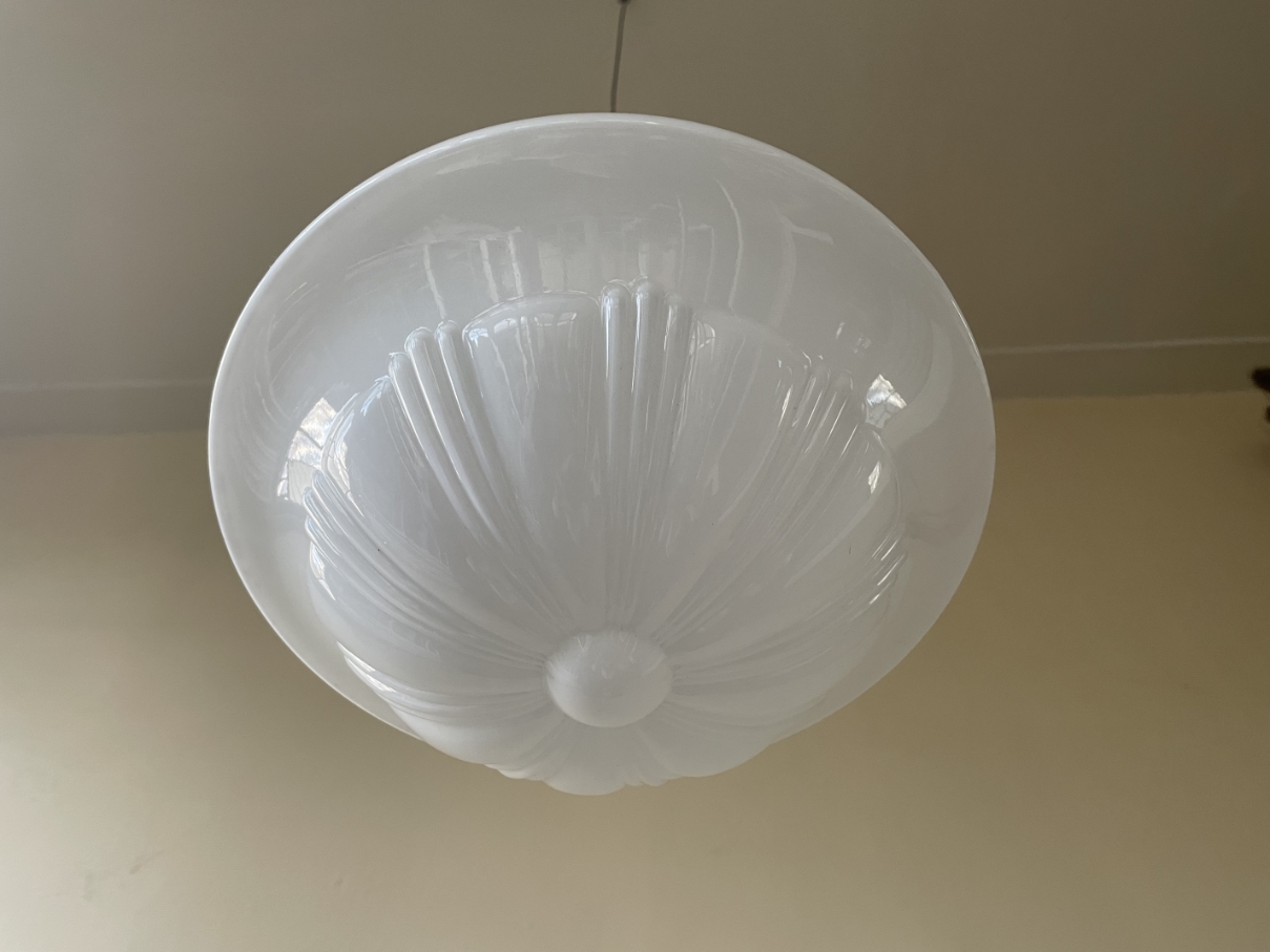 Lamp Hanglamp Art Deco 1930 Ufo Vorm Wit Glas Frans image 3