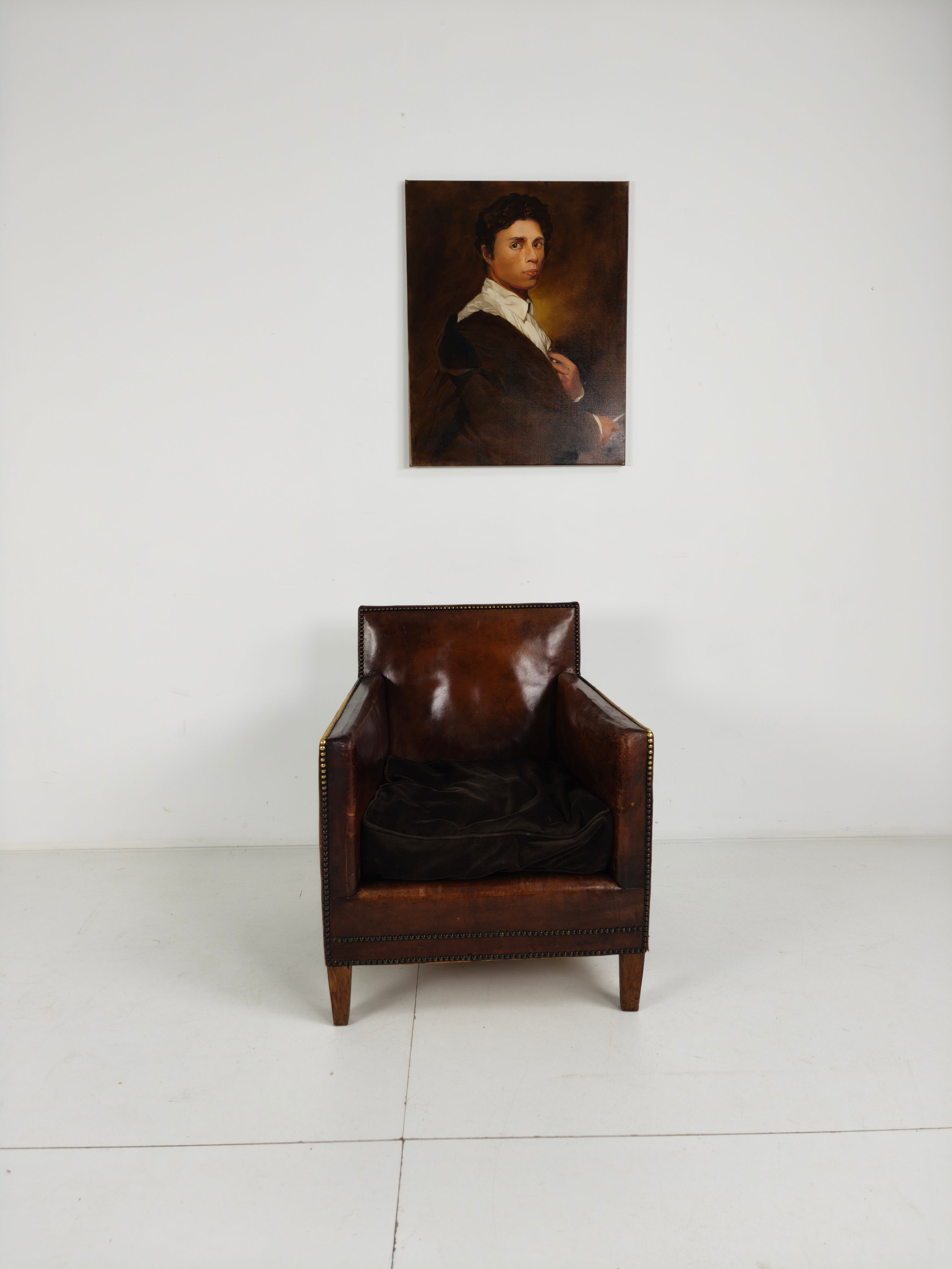Prachtige Leren Clubfauteuil – Jaren 30 image 5