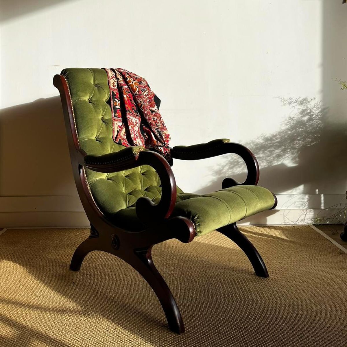 Sale Groene Chesterfield Victoriaans Fauteuil Vintage image 3