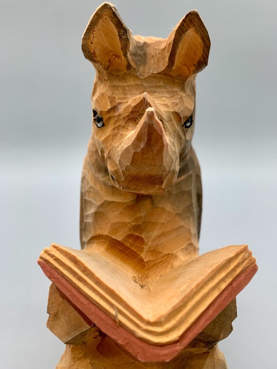 Vintage Boekensteun Neushoorn Hout image 8