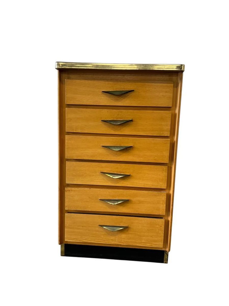 Vintage Mini Houten Ladekast Met Formica Blad image 4