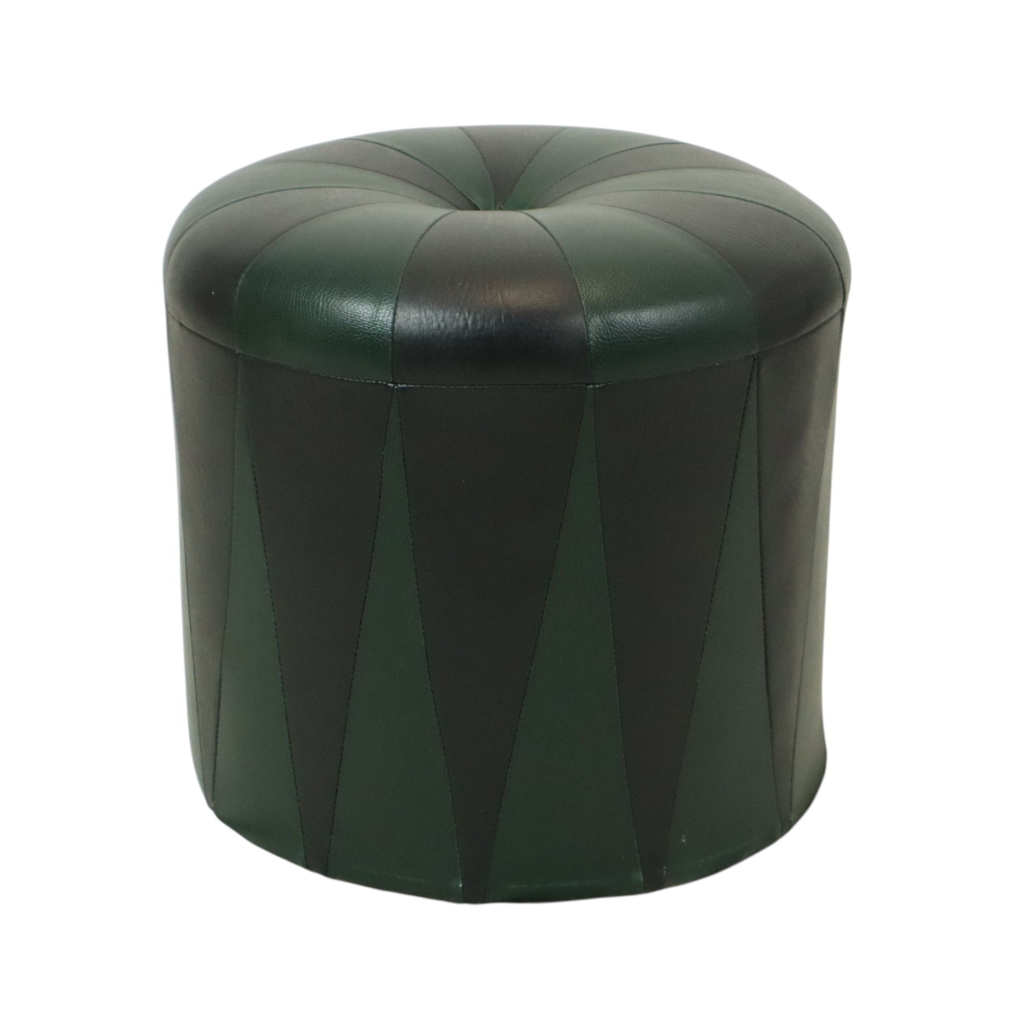 Ronde Vintage Groene Zwarte Poef Tweekleurig Skai Sixties image 6
