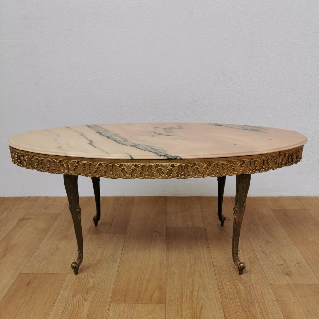 Vintage Ovale Regency Salontafel Koffietafel Marmer Blad 02 image 2