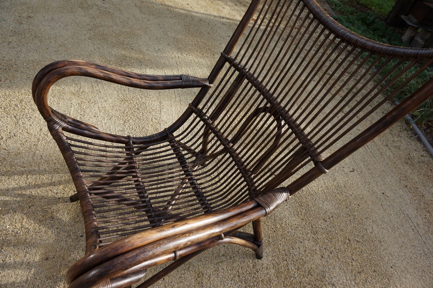Vintage Rotan/bamboe Fan Back Lounge Chair Met Leren Kussens, Jaren 60, Toegeschreven Aan Rohé No image 14
