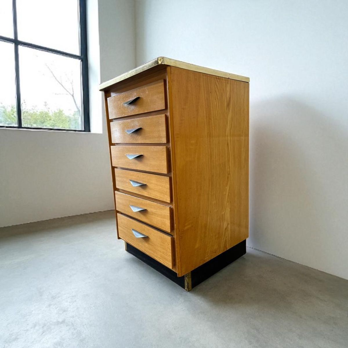 Vintage Mini Houten Ladekast Met Formica Blad image 5