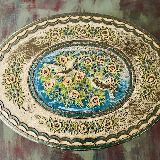 Brocante Blik Bloemen Lichtblauw image 3