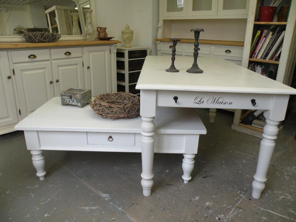 Prachtige Witte Landelijke Uitschuifbare Tafel image 24