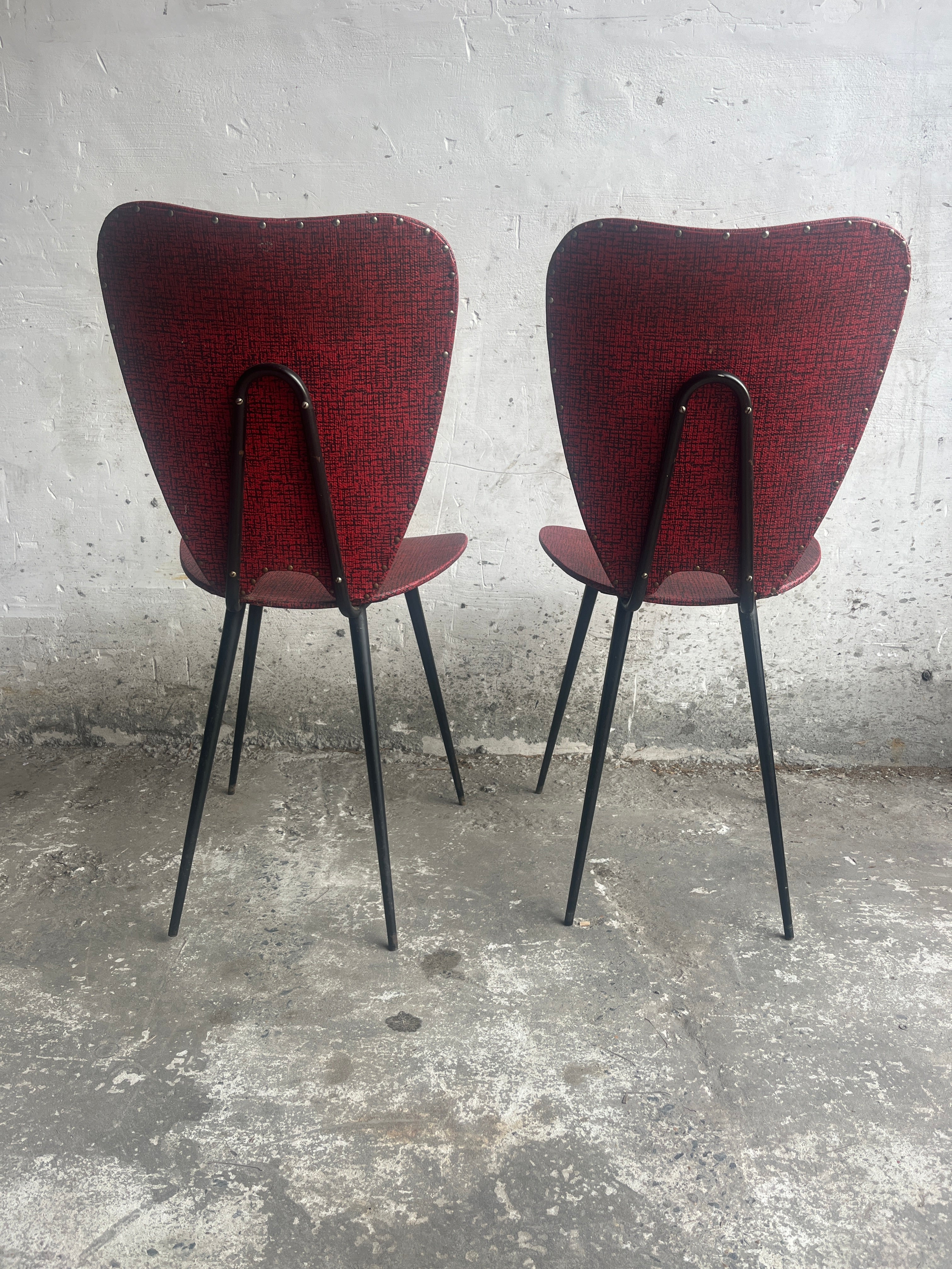 Pair Of Mid-century Red Dining Chairs image 6
