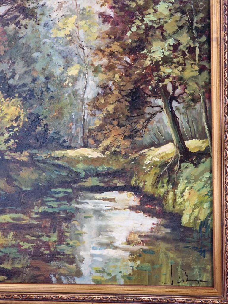 Bos Landschap Schilderij J. De Borge Olieverf Canvas Lijst image 7