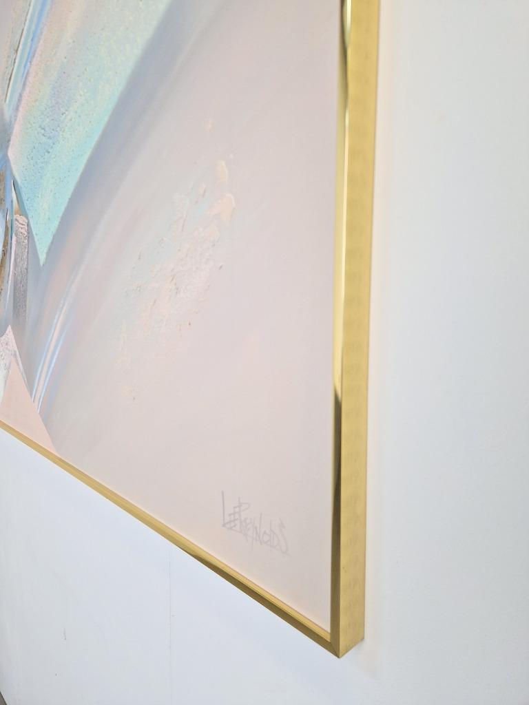 Vintage Abstract Schilderij Lee Reynolds '80 Lijst Messing image 8