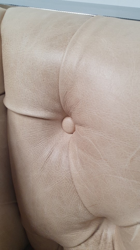 Chesterfield Vintage Design Bank Camel Beige Leer Kubus Model image 11