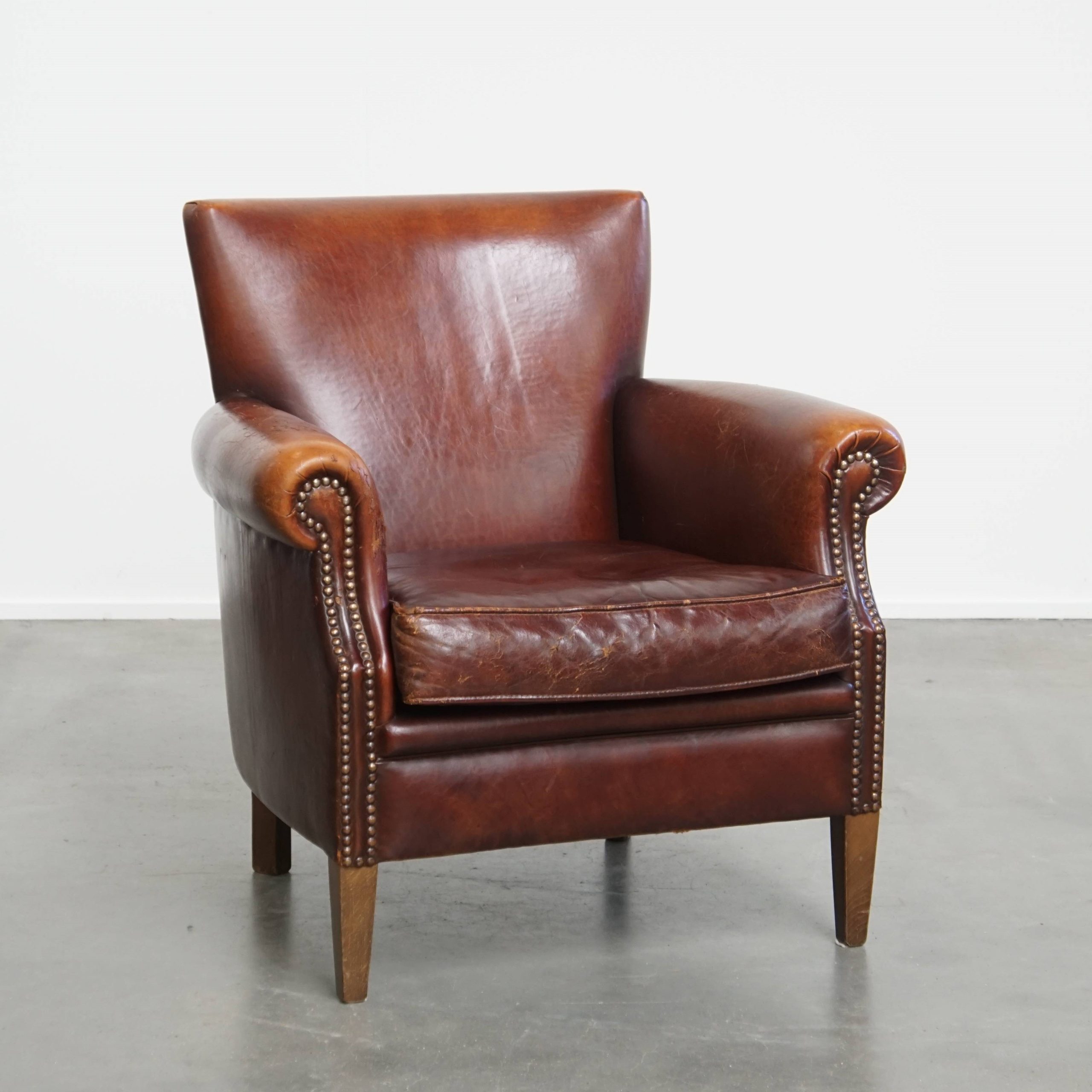 Karkatervolle Vintage Schapenleren Armchair/ Fauteuil Met Warme Kleuren En Een Mooi Patina image 2