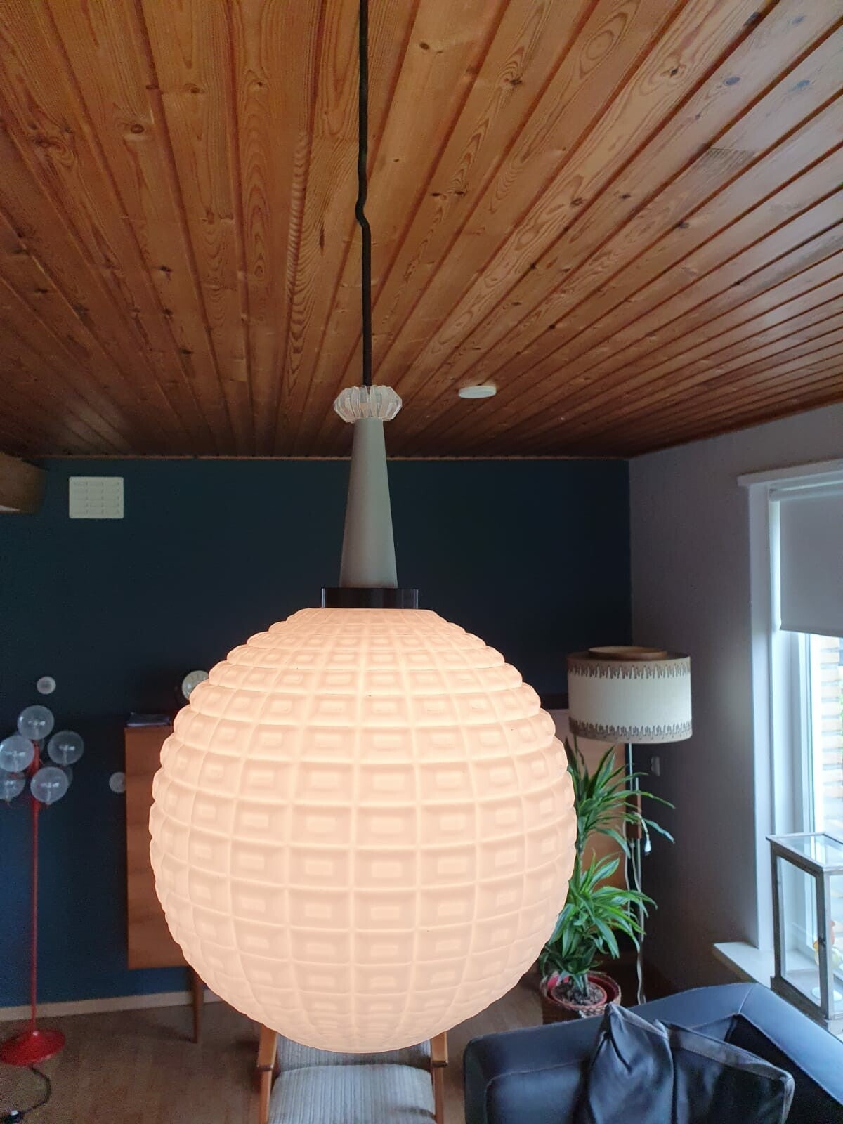 Vintage Glazen Bol Lamp image 5