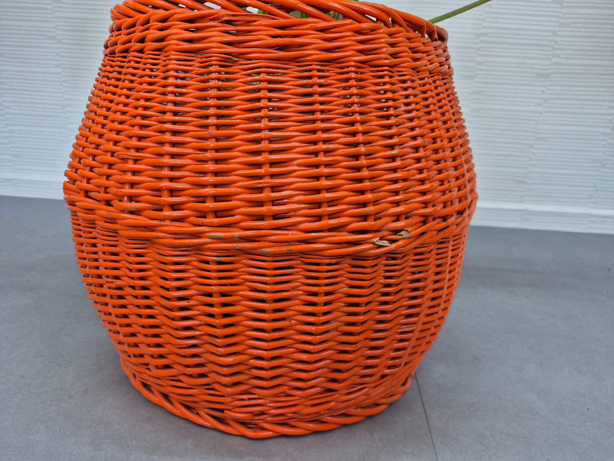 Xxl Oranje Rotan Mand. Vintage Ronde Rieten Opbergmand Etc. image 4