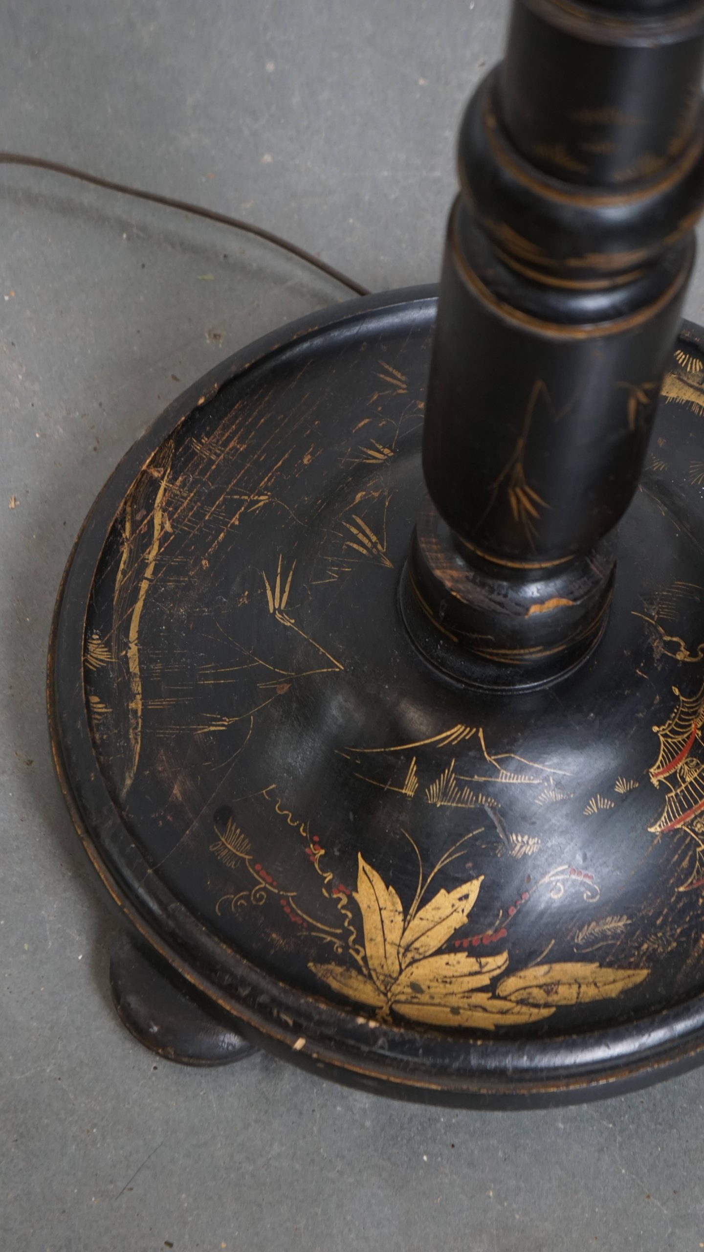 Prachtige Antieke Engelse Staande Lamp Uit Begin 1900 In Japanse Stijl Met Uniek Schilder Werk image 11