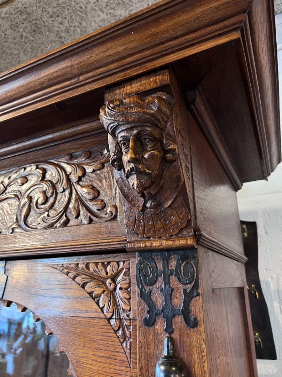 Demontabele Antiek Eiken Kast Met 3 Verstelbare Planken, 199 Cm Hoog image 5