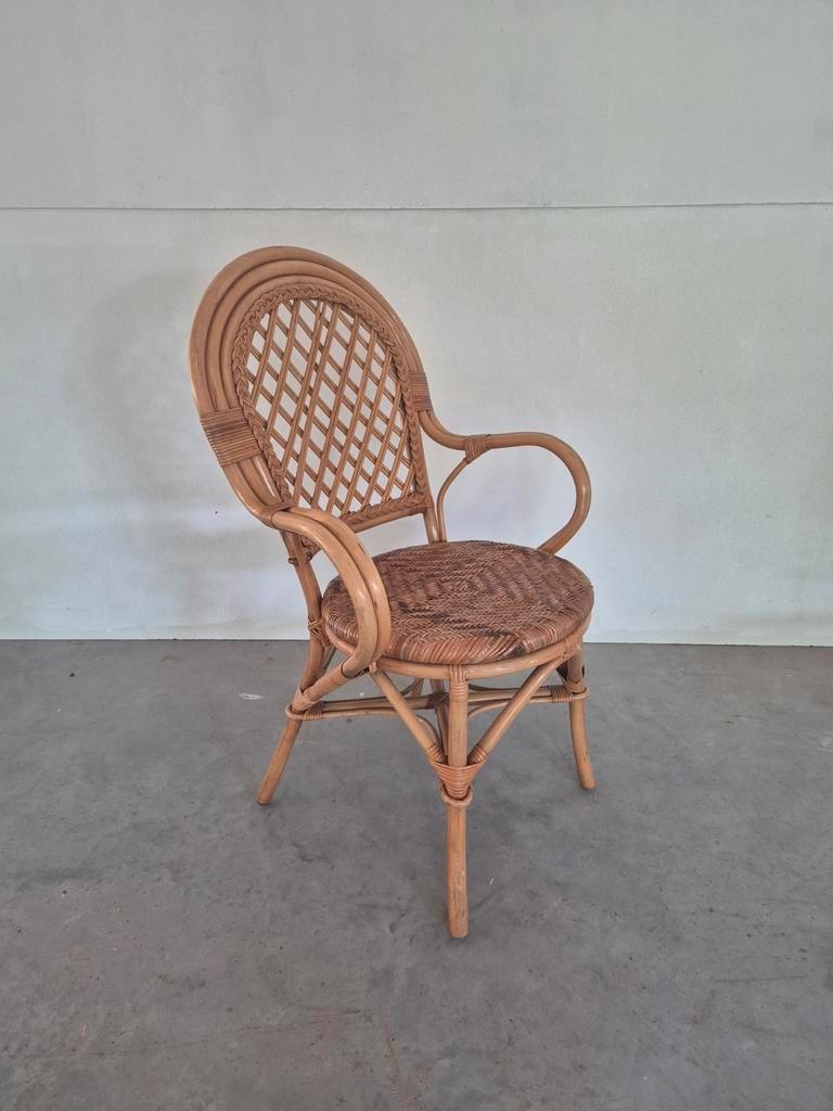 Vintage Boho Rotan Bamboe Stoel image 2