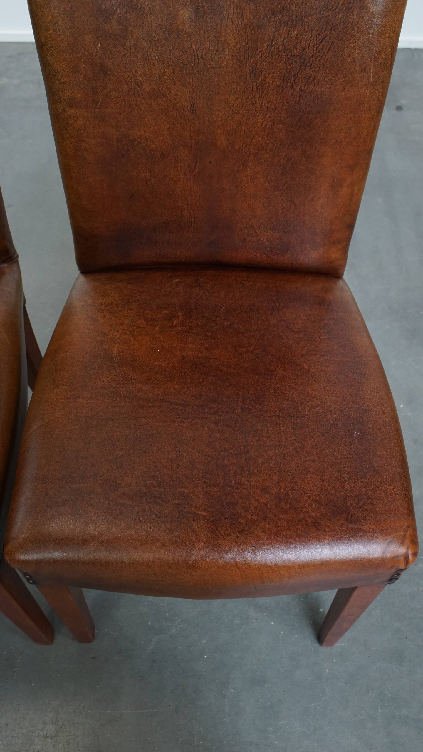 Set Van 6 Comfortabele, Statige Eetkamerstoelen Van Schapenleer image 8