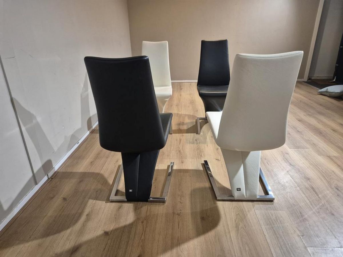 4x Rolf Benz 7800 - Eetkamerstoelen - Nieuwstaat - Zwart-wit image 2