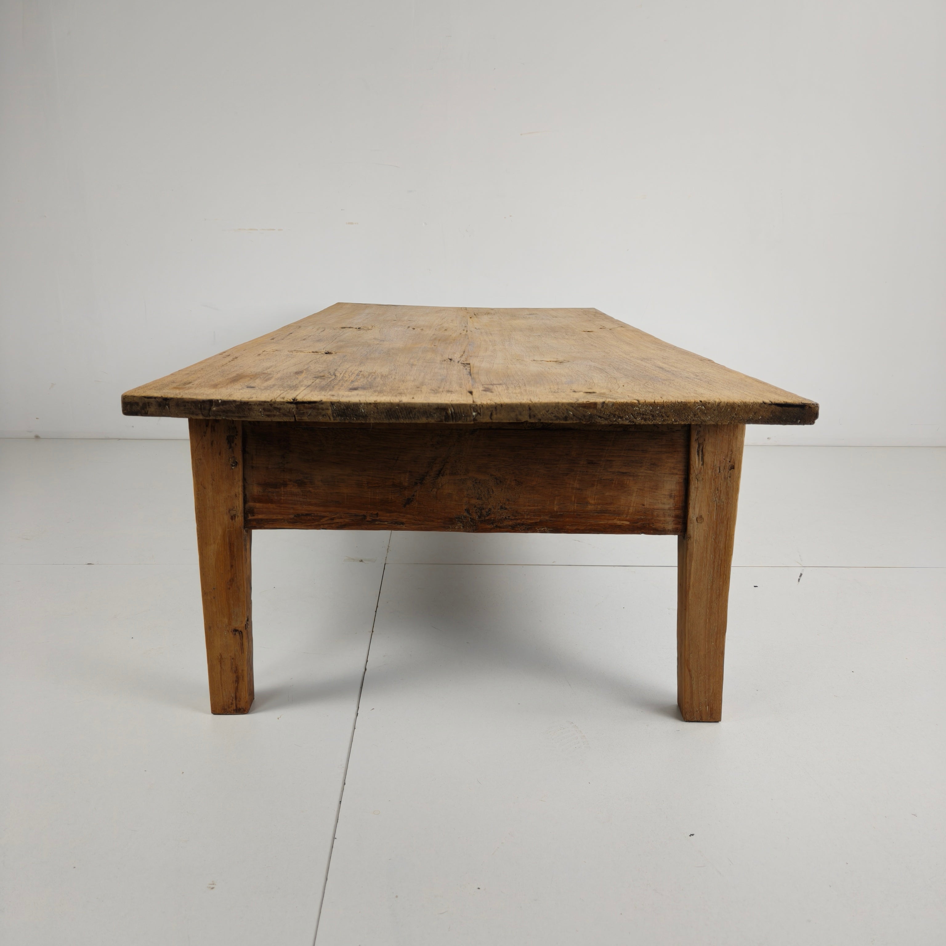Antieke 19e Eeuwse Franse Boeren Salontafel Van Eikenhout image 12