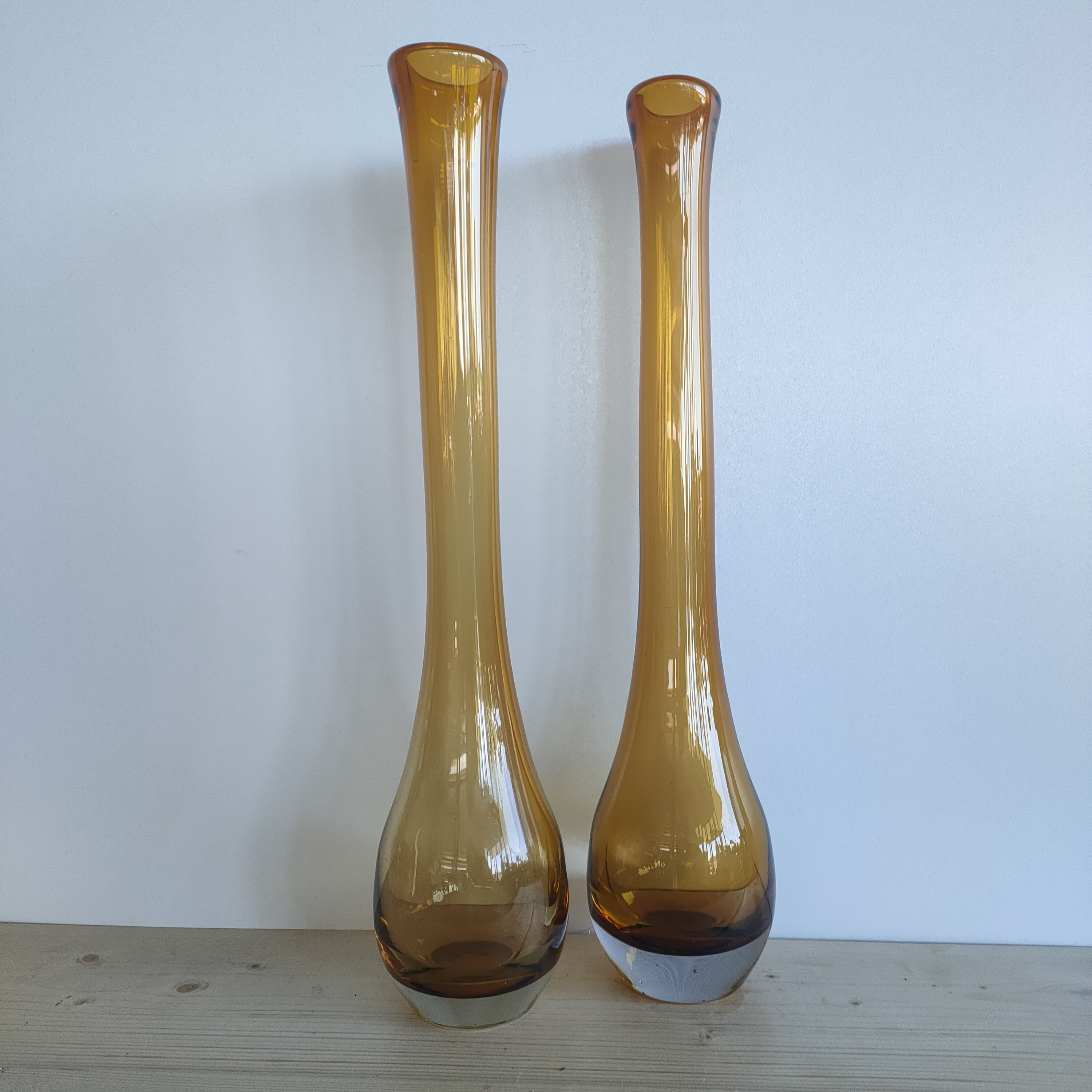 Set Hoge Bloemenvazen Vintage Amber Bruin image 2