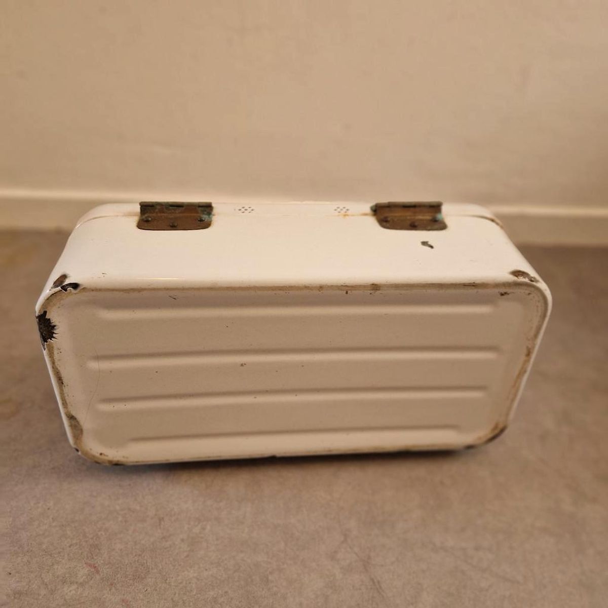 Vintage Witte Emaille Brooddoos Broodtrommel Bak image 9