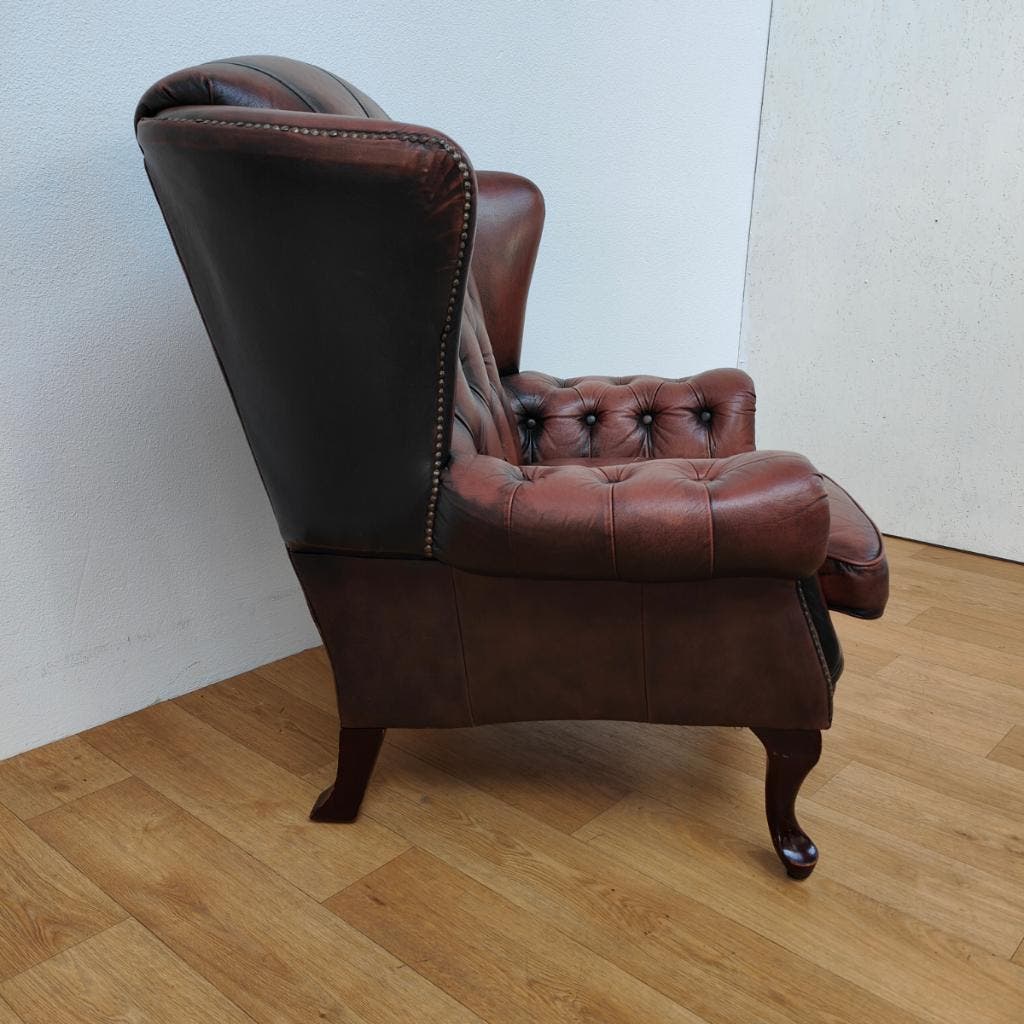Vintage Chesterfield Stijl Fauteuil, Oorfauteuil 209 image 6