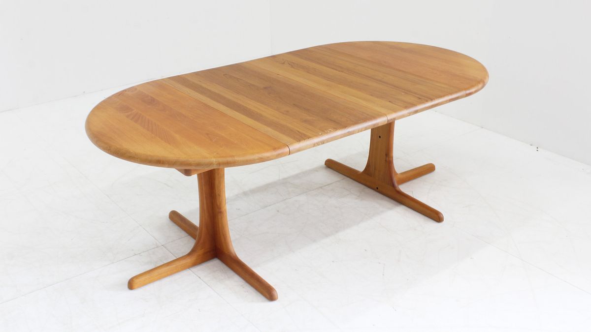 Vintage Deense Ronde Uitschuifbare Eettafel Tafel Massief Teak image 6