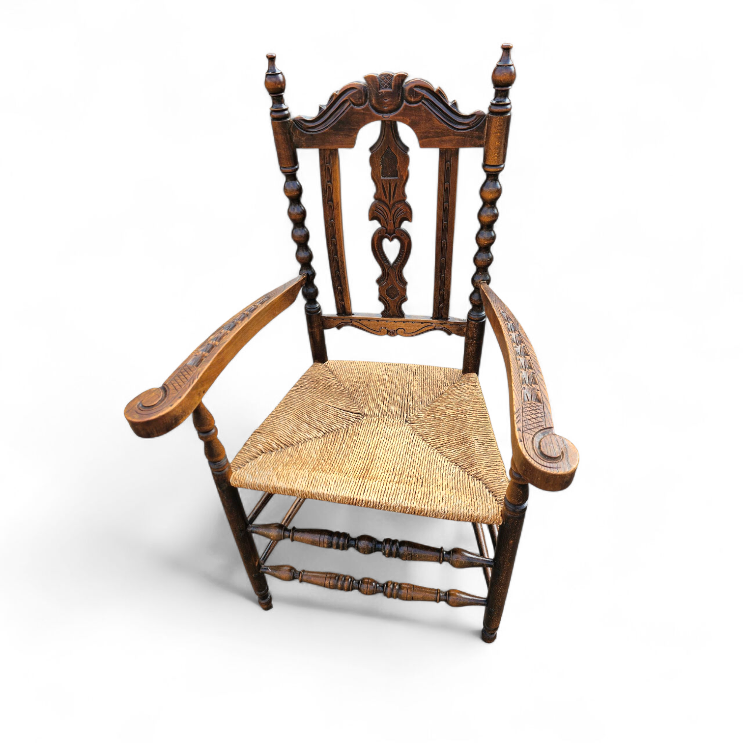 8 ( 2 X Armrest ) X Ornate Wood / Bobbin / Wicker Dining Chair / Studded Chairs image 19