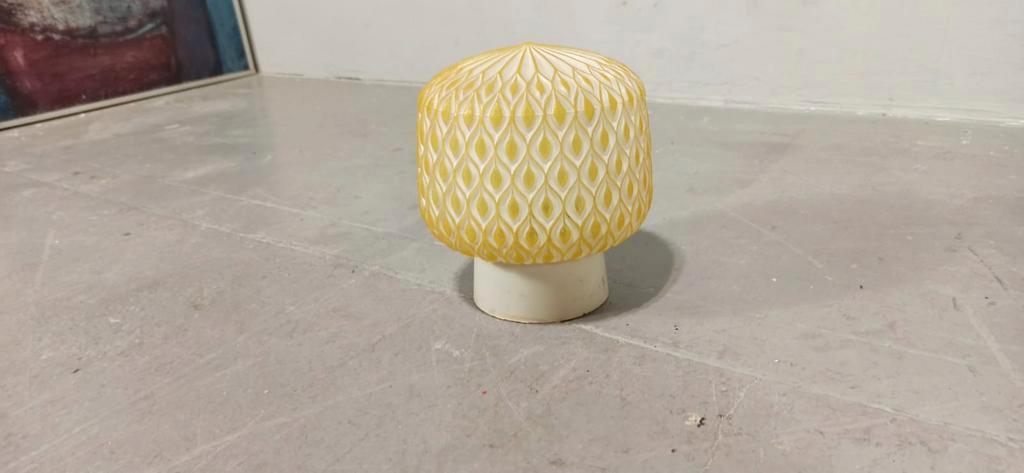 Vintage Glazen Plafondlamp, Wit En Geel image 12
