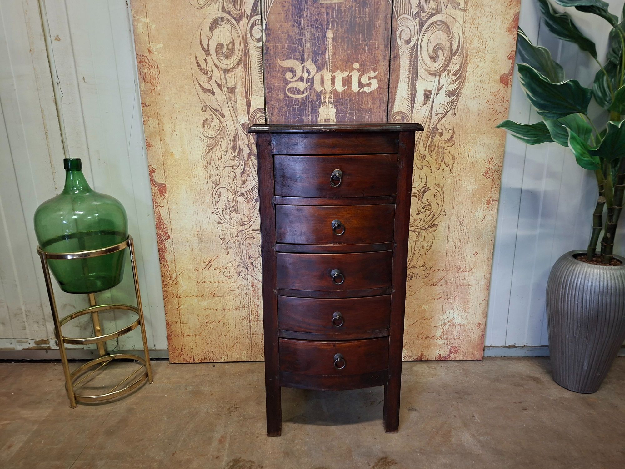 Koloniaal Teakhouten Ladenkast, Apothekerskast, Archiefkast Afm. 41x39cm En 86cm Hoog. image 2