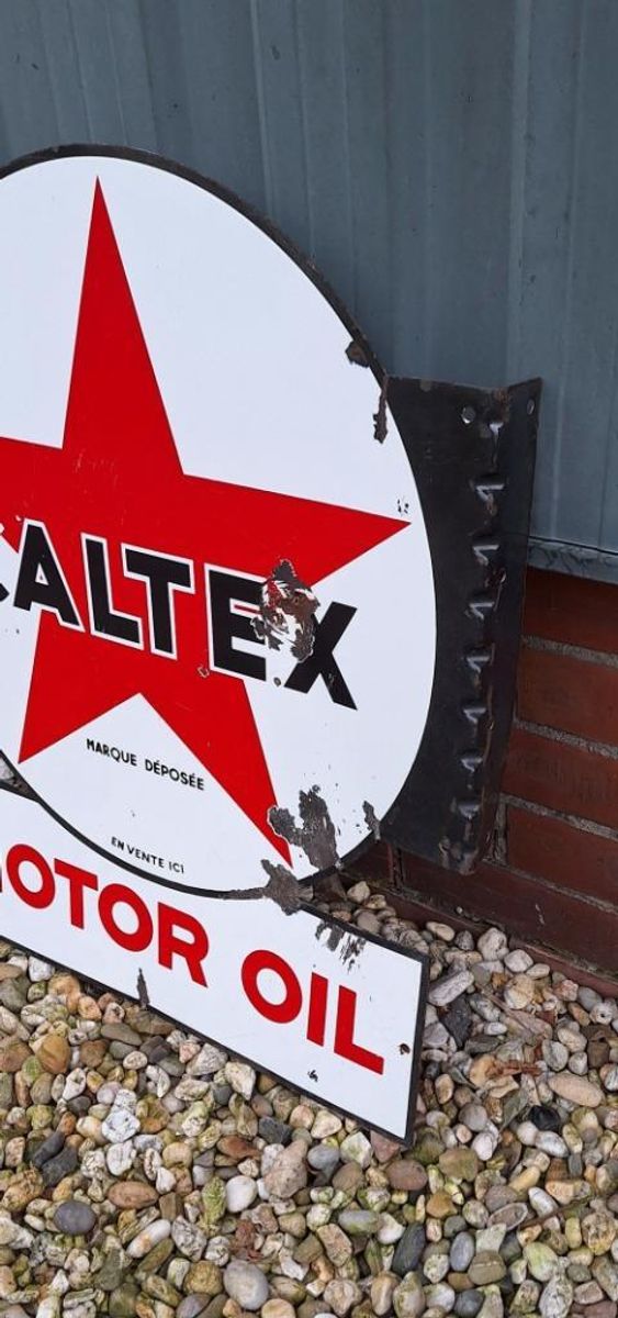 Dubbelzijdig Xl Emaille Reclame Bord Van Caltex Motor Oil️⛽️ image 2