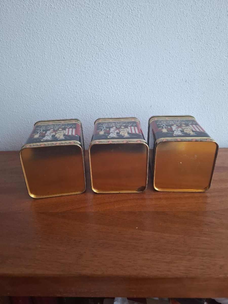 3 Grote Vintage Vierkanten Blikken Met Geisha, Kraanvogels En Kersenbloesem image 11