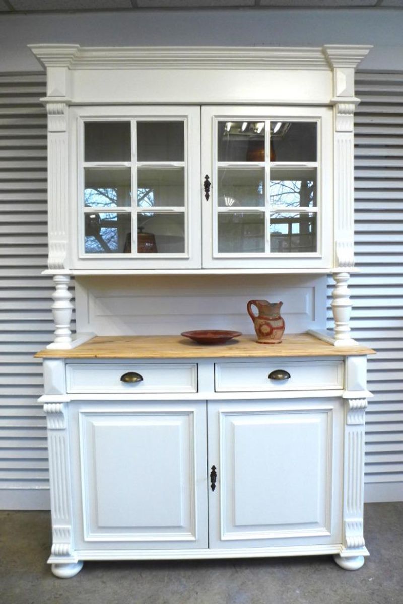 Prachtige Witte Landelijke Vitrine Buffetkast image 8