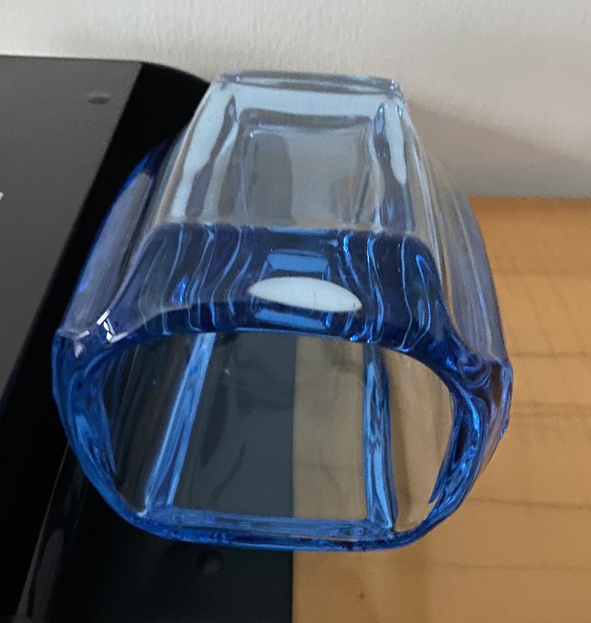 Uranium Glass Vase Blue 1970s image 5