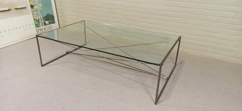 Vintage Postmodern Glas En Metaal Salontafel image 8